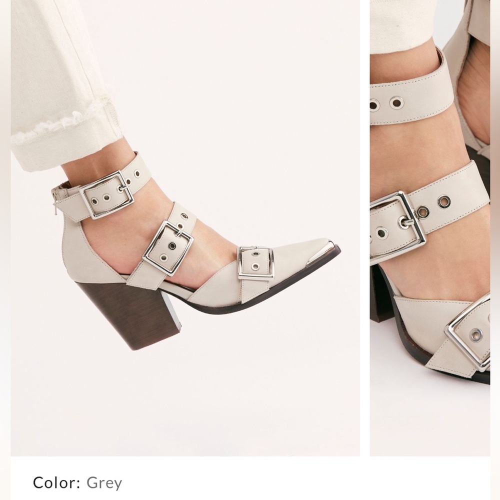 Free People Grey Heeled Shoes